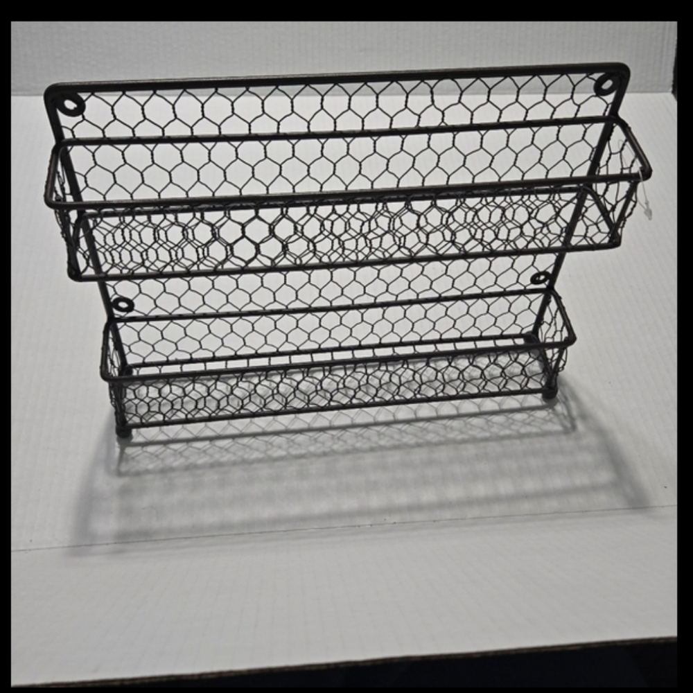 2 Tier Spice Rack Metal Wire, Farmhouse Spice Shelf, Wall Mount or Countertop